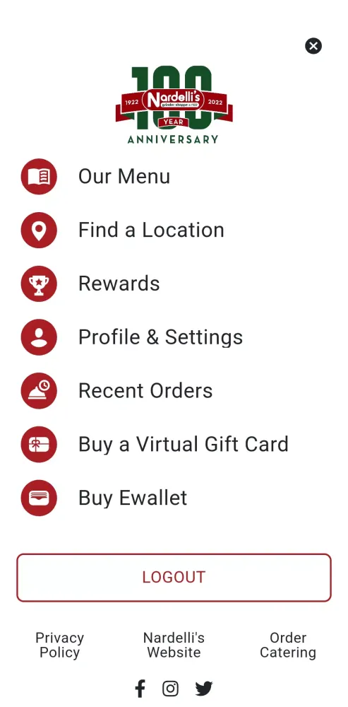 Ảnh chụp màn hình của Nardelli's Online Ordering