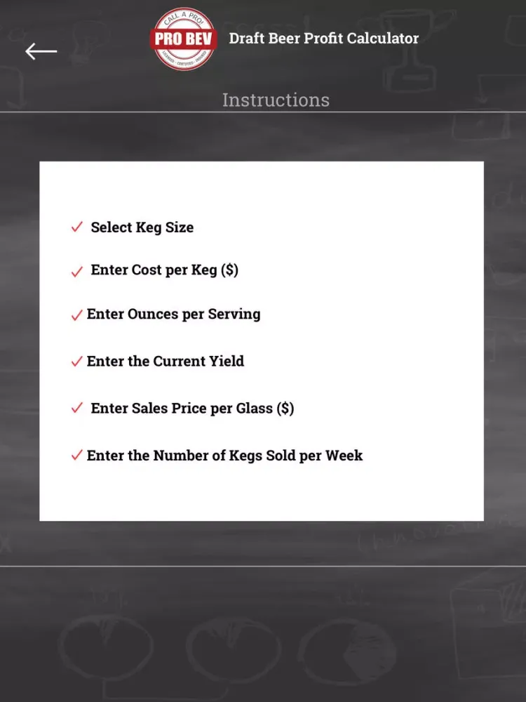 Pro Bev Profit Calculator iPad  Screenshots