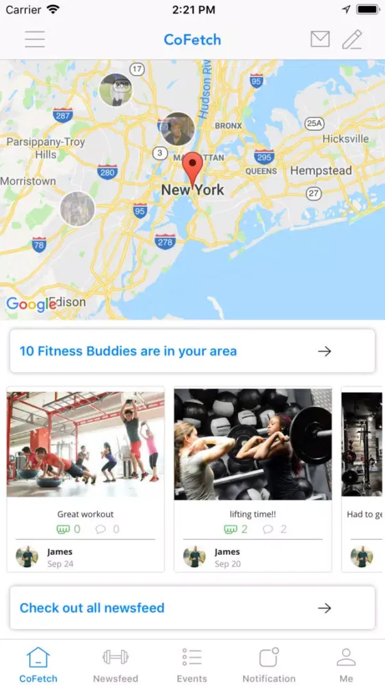 CoFETCH - A Fitness Social App Screenshots