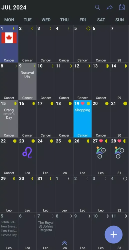 Canada Calendar Screenshots