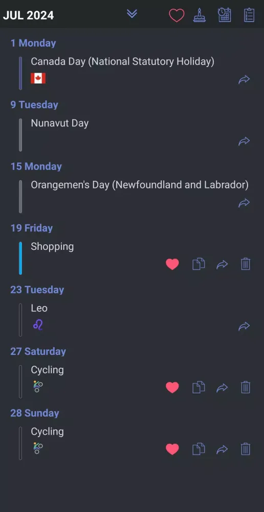 Canada Calendar Screenshots