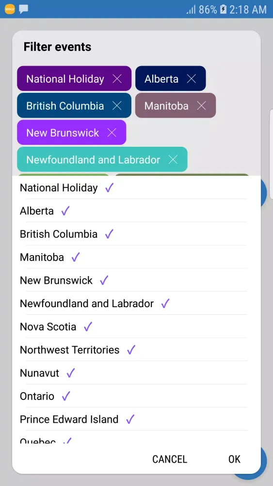 Canada Calendar Screenshots