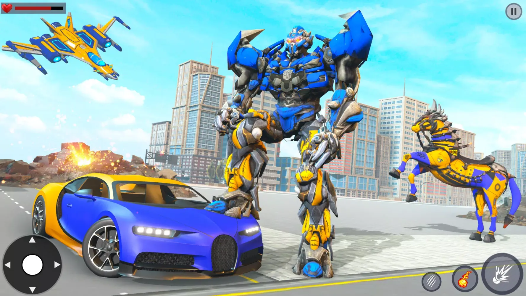 Extreme Flying Robot Car Games Screenshots