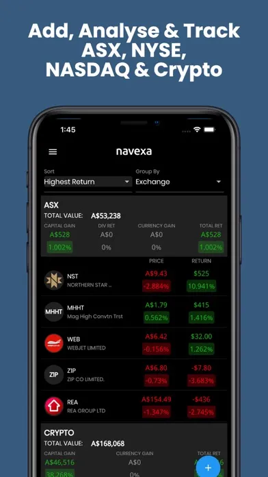 ภาพหน้าจอของ Navexa Portfolio Tracker