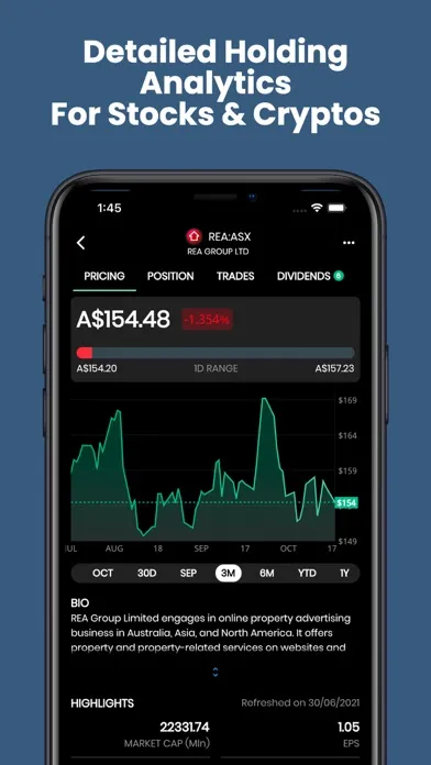 ภาพหน้าจอของ Navexa Portfolio Tracker