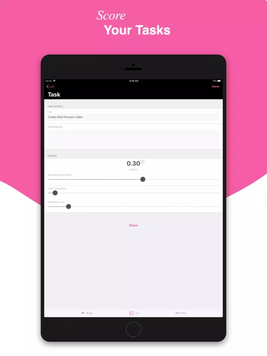 Zrzuty ekranu Prioritise.co, To Do List iPad 