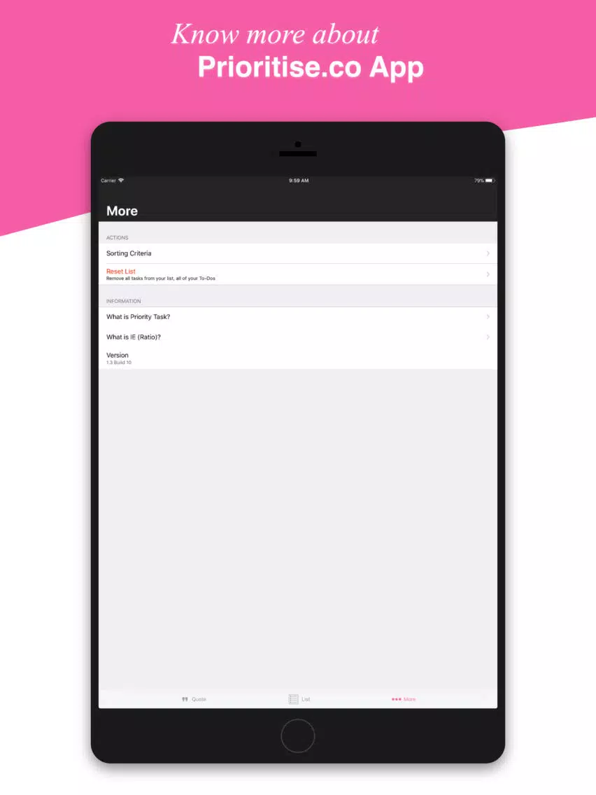 Zrzuty ekranu Prioritise.co, To Do List iPad 