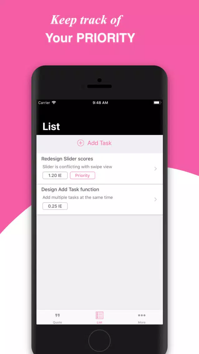 Zrzuty ekranu Prioritise.co, To Do List