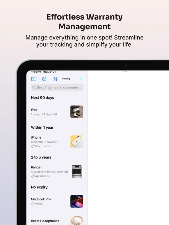 Warranties iPad  Ekran Görüntüleri