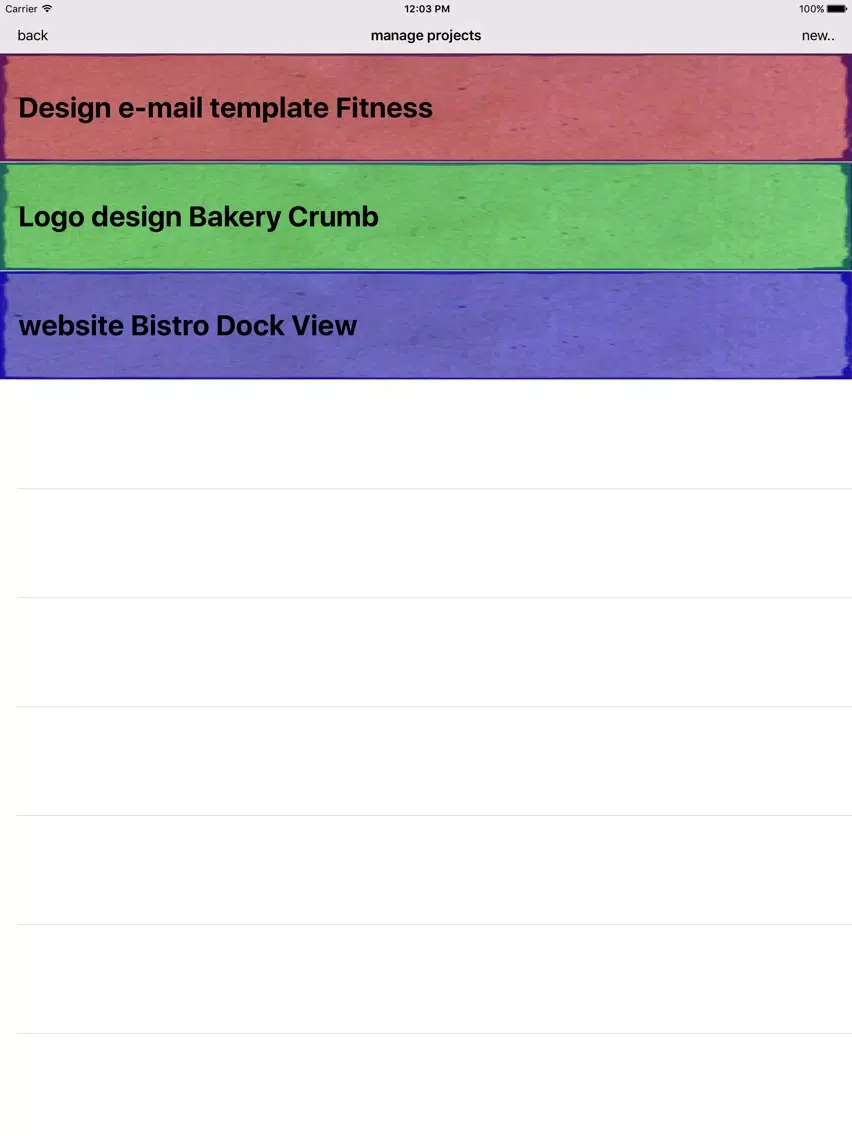 Tangkapan skrin Project Time Log iPad 