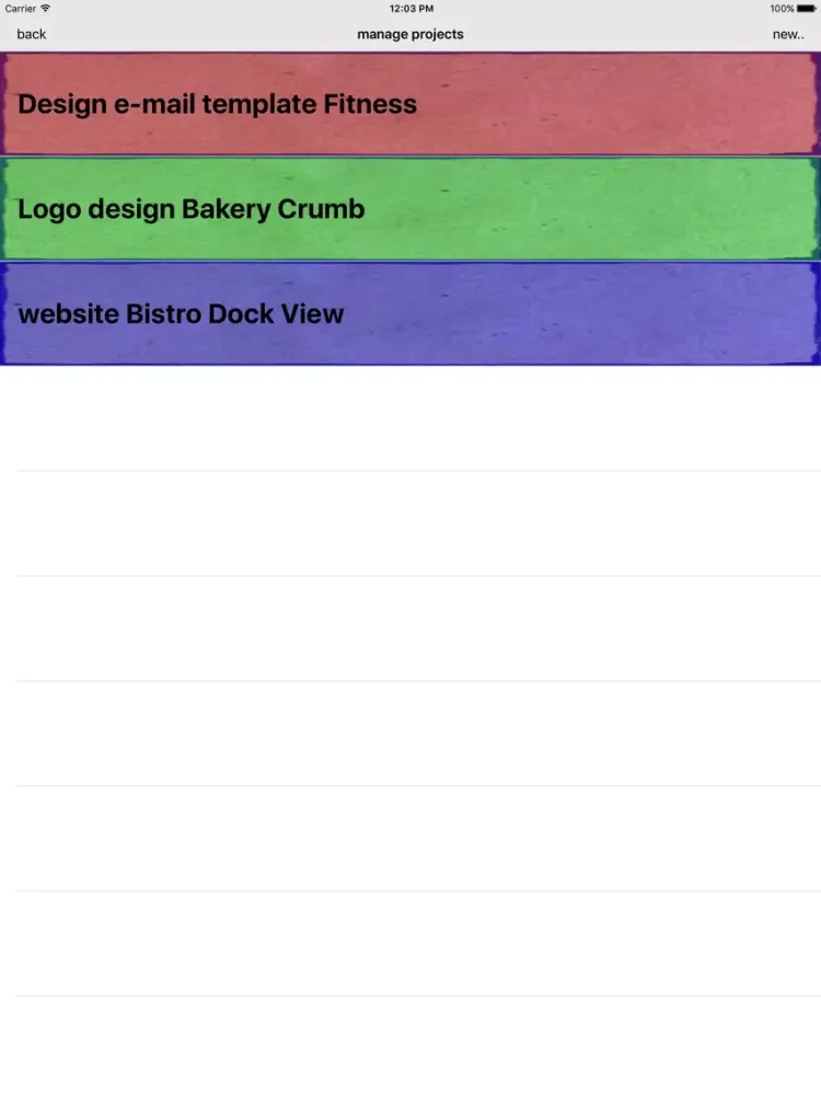 ภาพหน้าจอของ Project Time Log iPad 