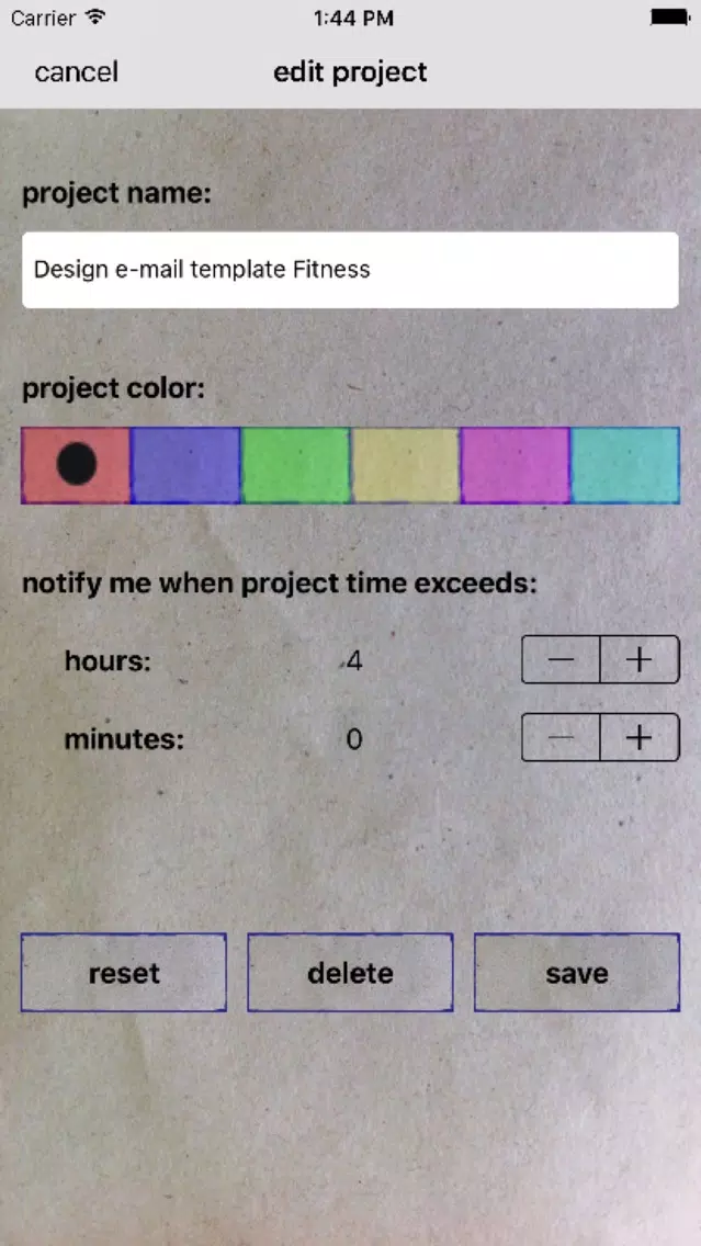 Tangkapan skrin Project Time Log