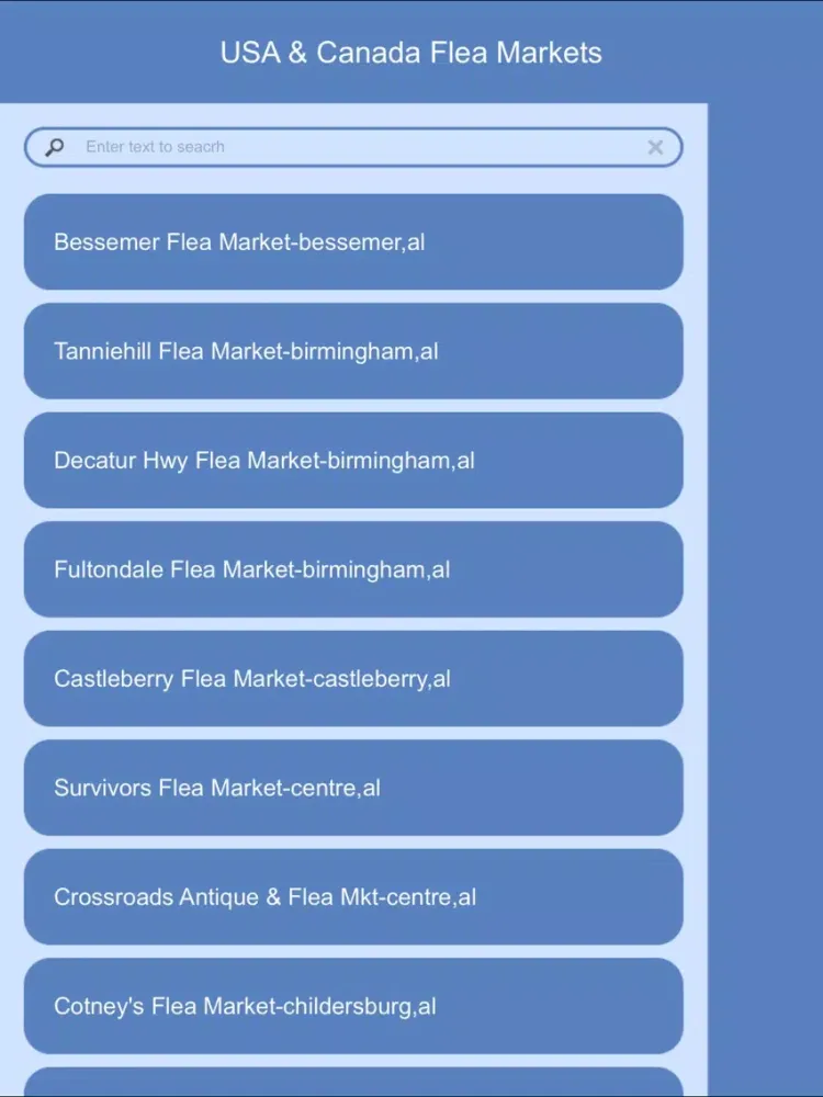 Tangkapan layar USA & Canada Flea Markets iPad