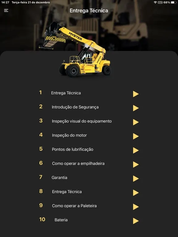 Tangkapan layar Pesa Hyster iPad 