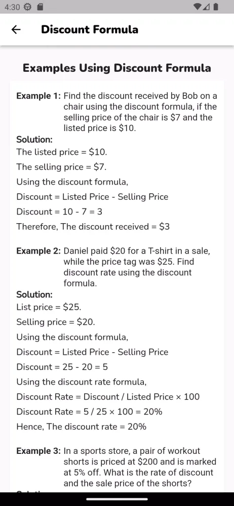 Math Equations Screenshots