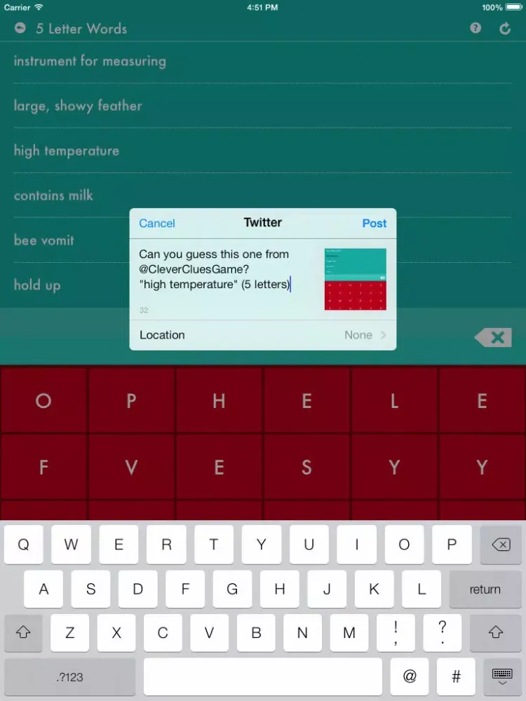 Clever Clues iPad  स्क्रीनशॉट