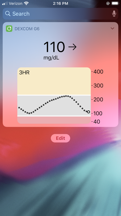 Tangkapan skrin Dexcom G6