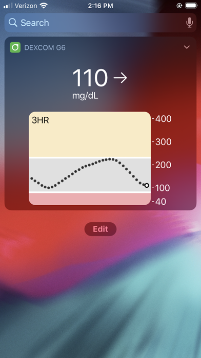 Tangkapan skrin Dexcom G6