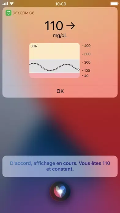 Captures d'écran de Dexcom G6 mg/dL DXCM2