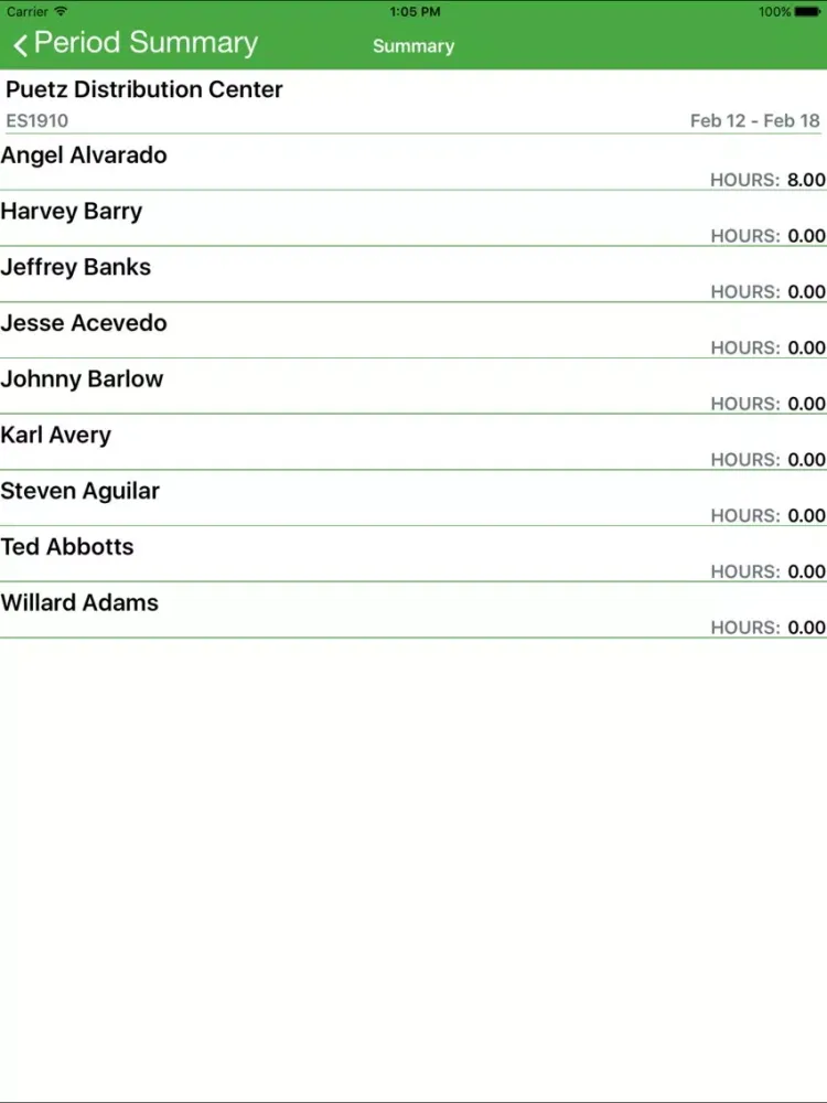 Payroll Time Entry iPad  Screenshots