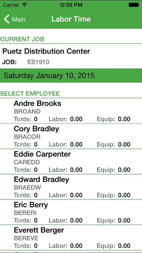 Payroll Time Entry Screenshots