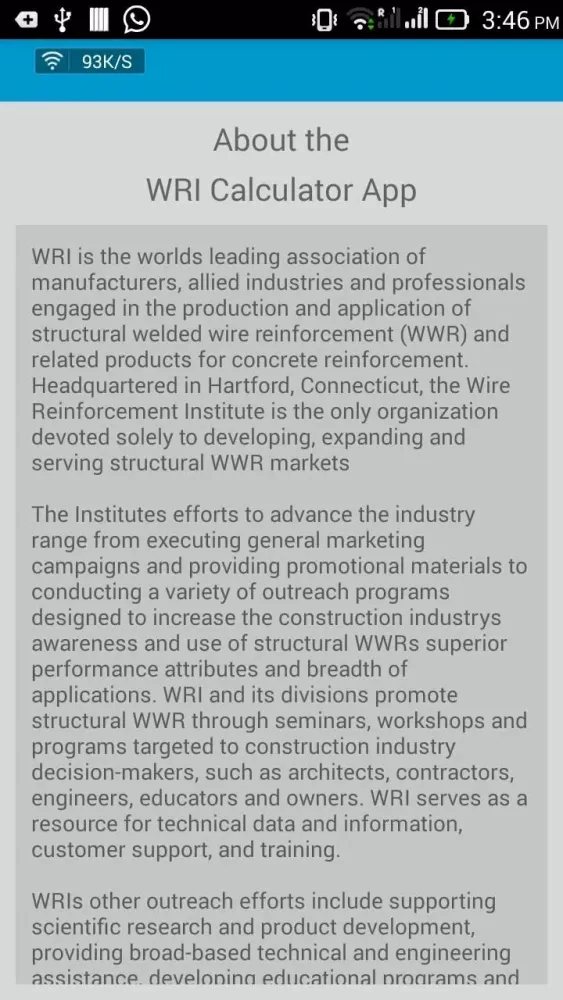 Screenshot di WRI