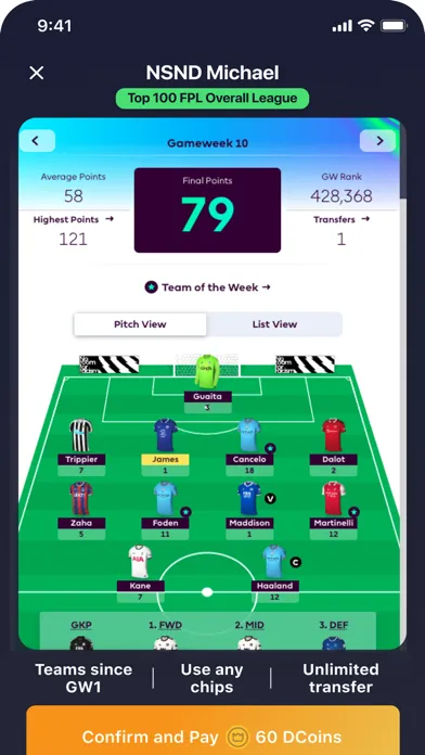 Скриншоты dFantasy for FPL