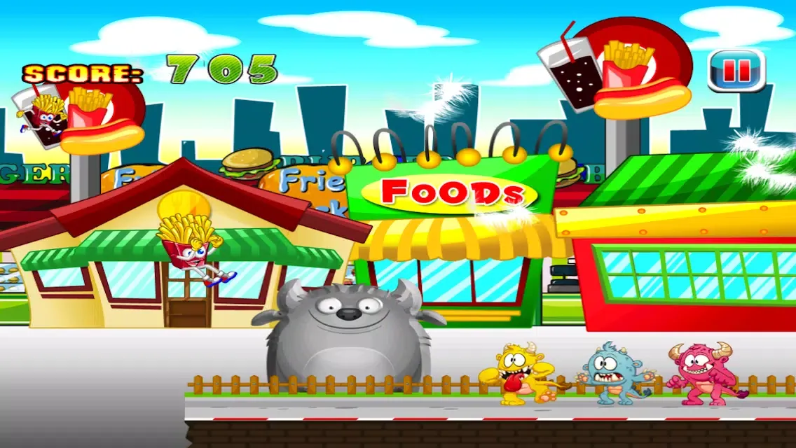 French Fries Happy Day : Street Food Monsters Running Escape স্ক্রিনশট