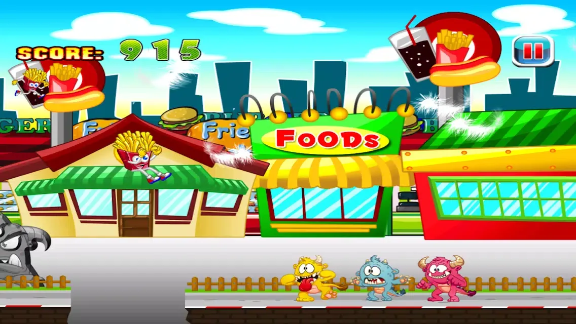 French Fries Happy Day : Street Food Monsters Running Escape স্ক্রিনশট