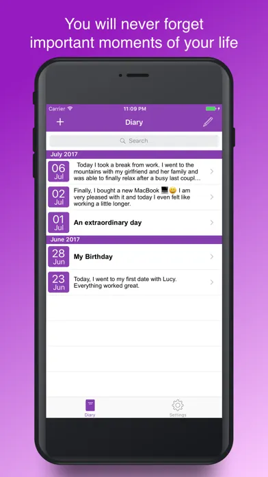 Simple Daily Diary Screenshots