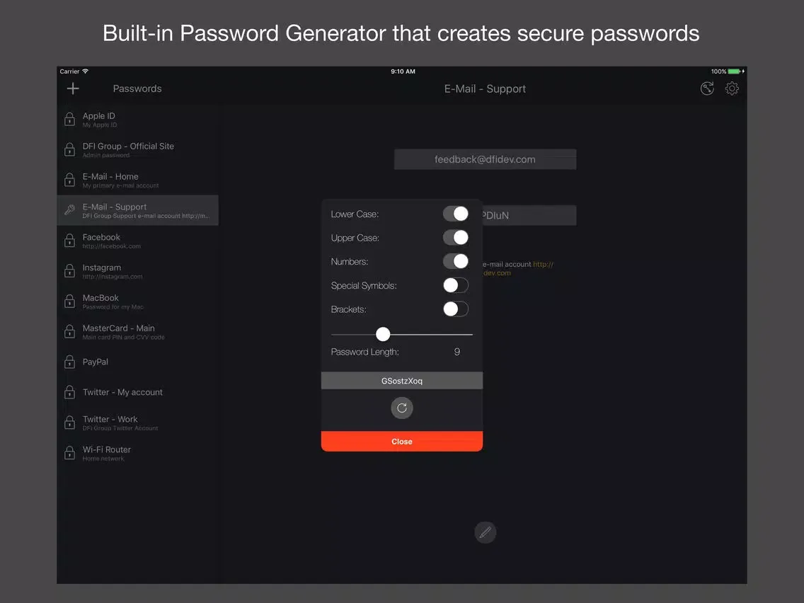 DFI Password Manager iPad  स्क्रीनशॉट