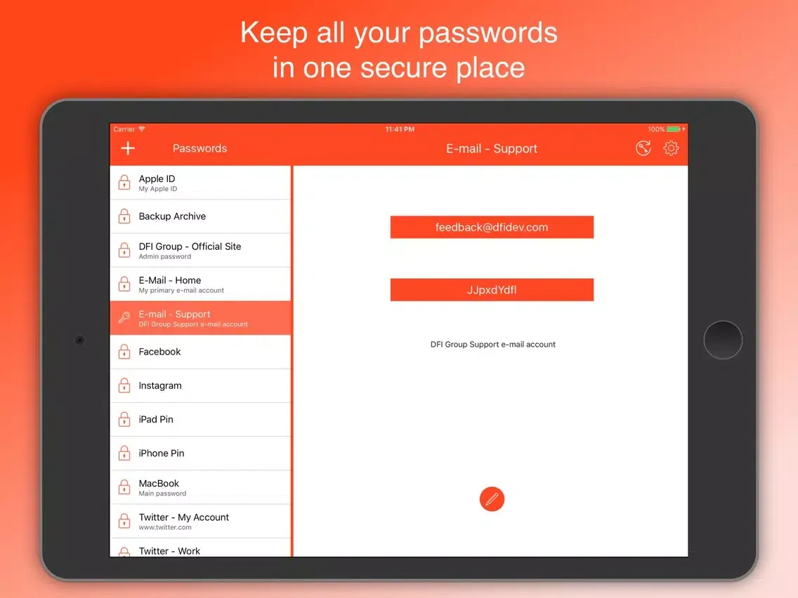 iPassworder for iPad App iPad  Ekran Görüntüleri