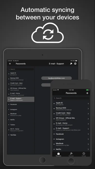 Captures d'écran de Passwords Cloud