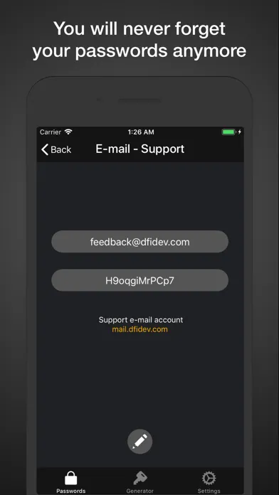 Captures d'écran de Passwords Cloud