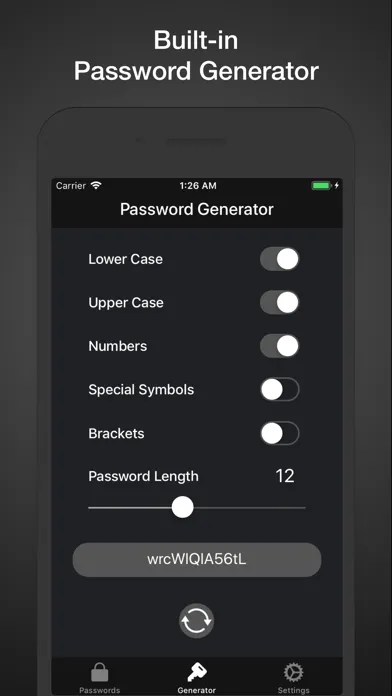 Captures d'écran de Passwords Cloud