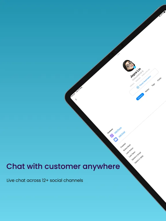 Ảnh chụp màn hình của Chatbot Live Chat iPad 