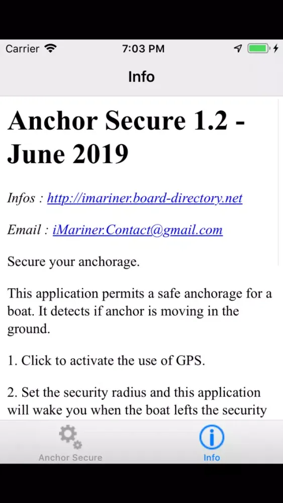 Zrzuty ekranu iMariner Anchor