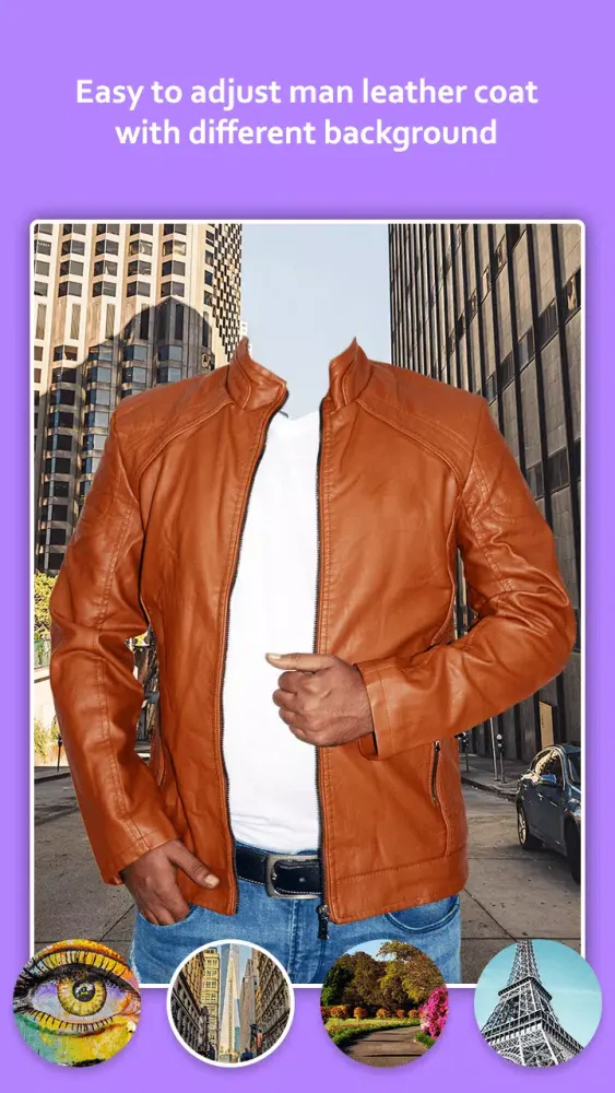 Man Leather Coat Photo Editor Screenshots