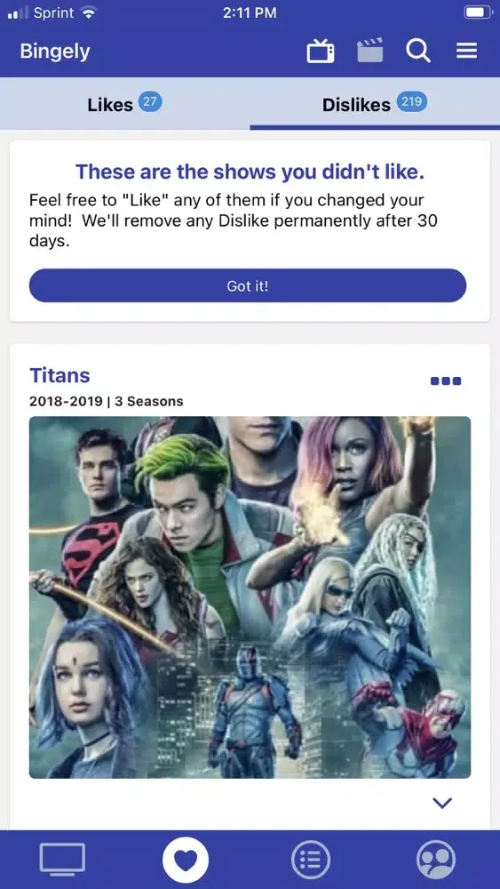 Screenshot di Bingely