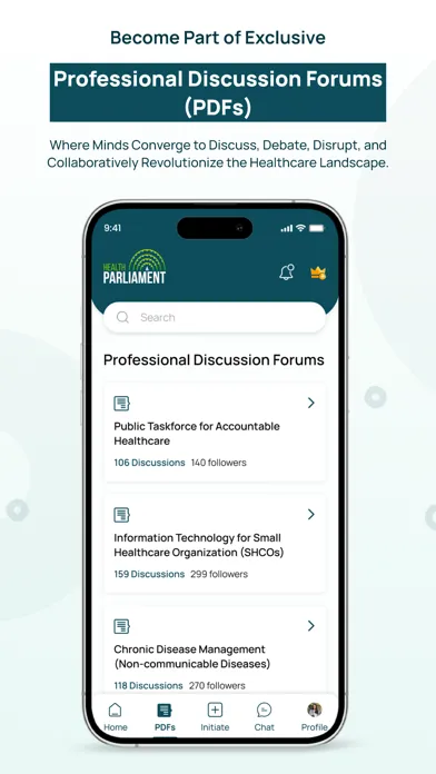 Capturas de tela do Health Parliament