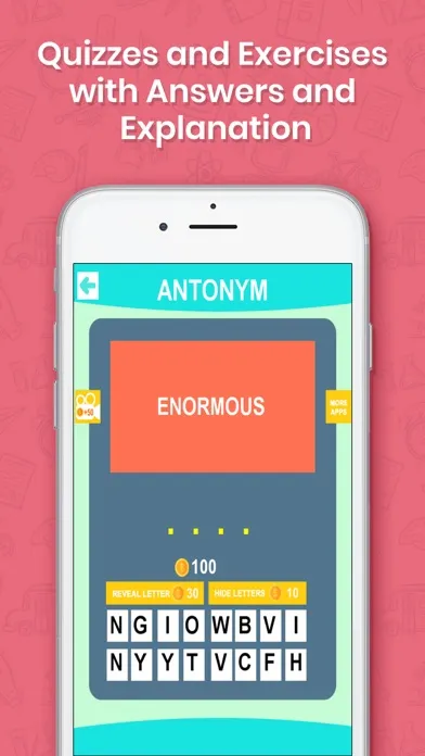 Capturas de tela do Synonyms & Antonyms Word Quiz
