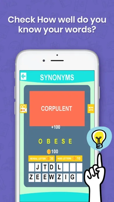 Capturas de tela do Synonyms & Antonyms Word Quiz