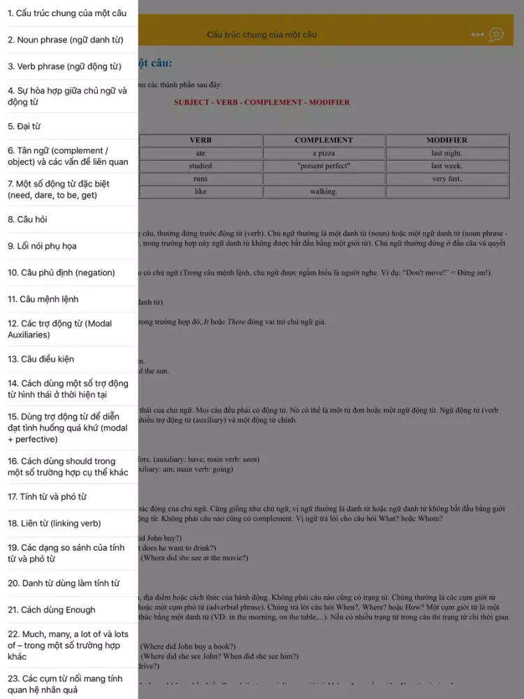 Capturas de pantalla de Ngữ pháp tiếng Anh - English Grammar iPad 
