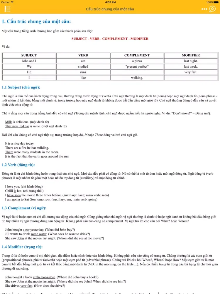 Capturas de pantalla de Ngữ pháp tiếng Anh - English Grammar iPad 