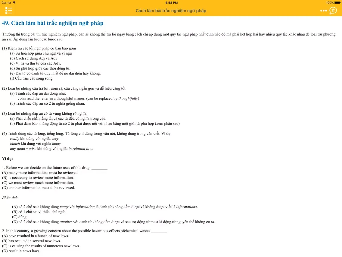 Capturas de pantalla de Ngữ pháp tiếng Anh - English Grammar iPad 