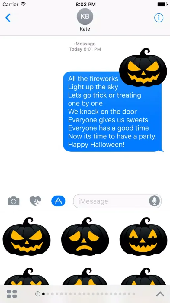 Ảnh chụp màn hình của Black Pumpkin Halloween Sticker for iMessage