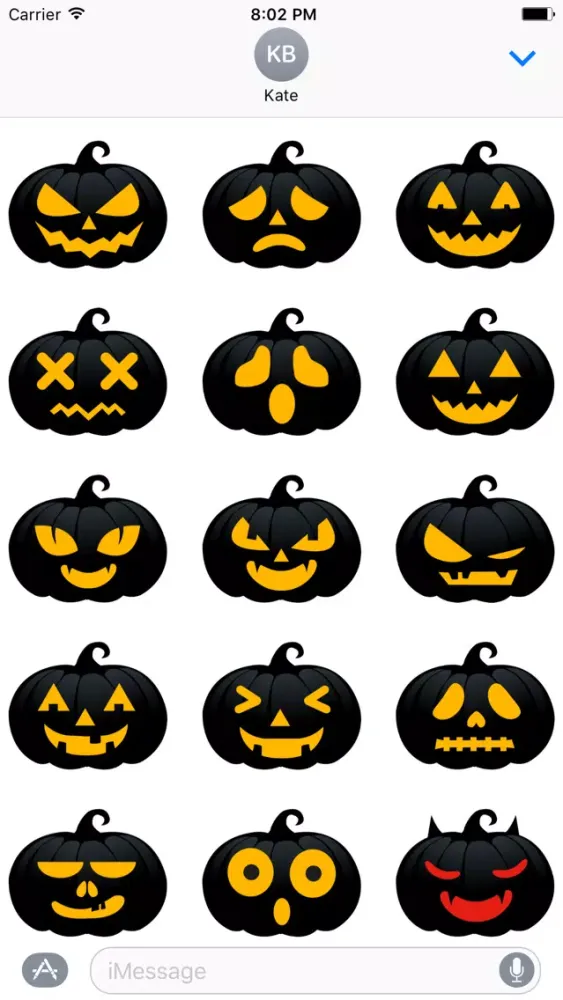 Ảnh chụp màn hình của Black Pumpkin Halloween Sticker for iMessage