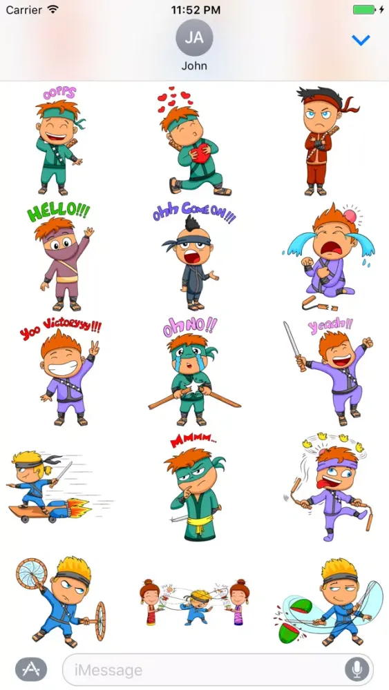 Capturas de tela do Ninja Feeling Emoji Sticker for iMessage #1