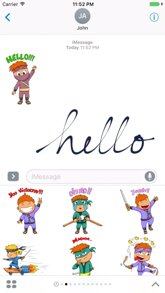 Capturas de tela do Ninja Feeling Emoji Sticker for iMessage #1