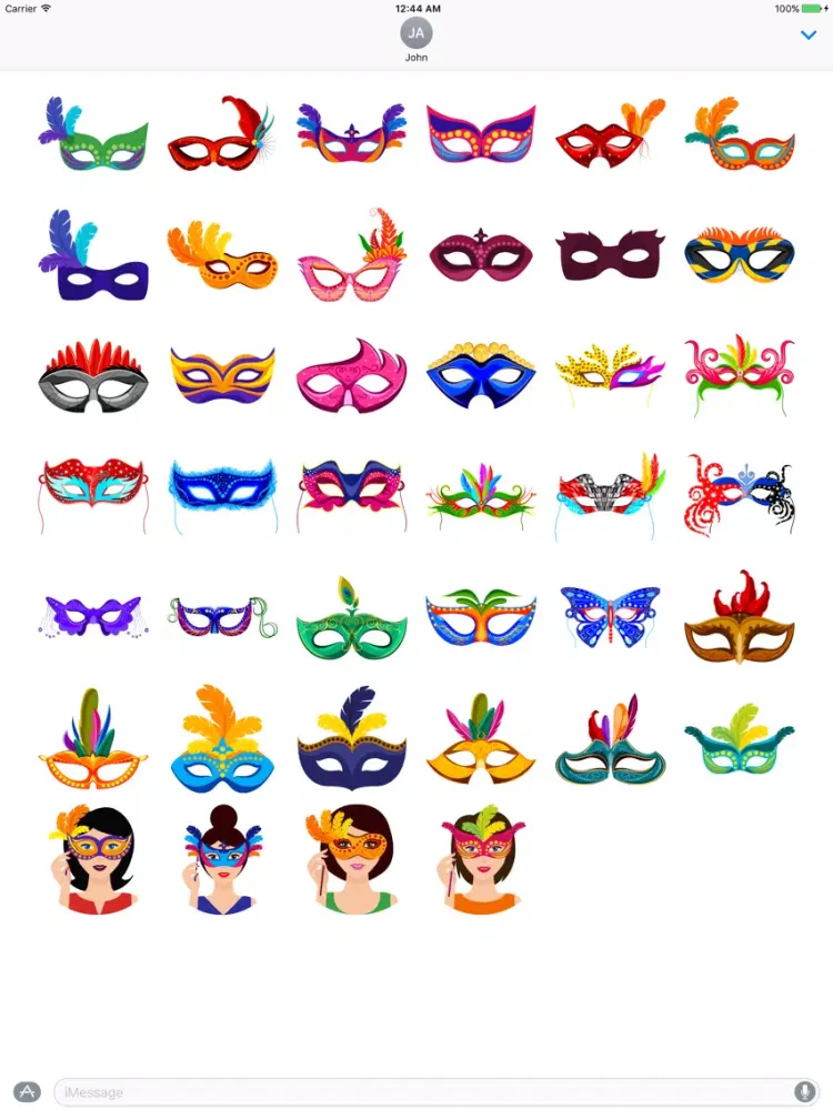 Capturas de tela do Colorful Carnival Mask Sticker for iMessage #1 iPad 